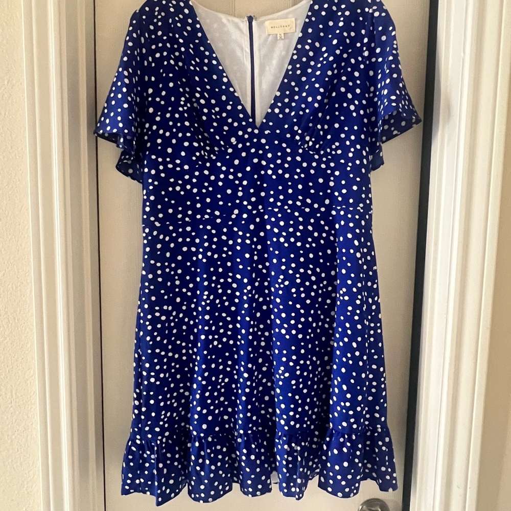 MELLODAY Blue Polka Dot Dress